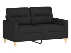 Sofá de 2 plazas con cojines tela negro 120 cm
