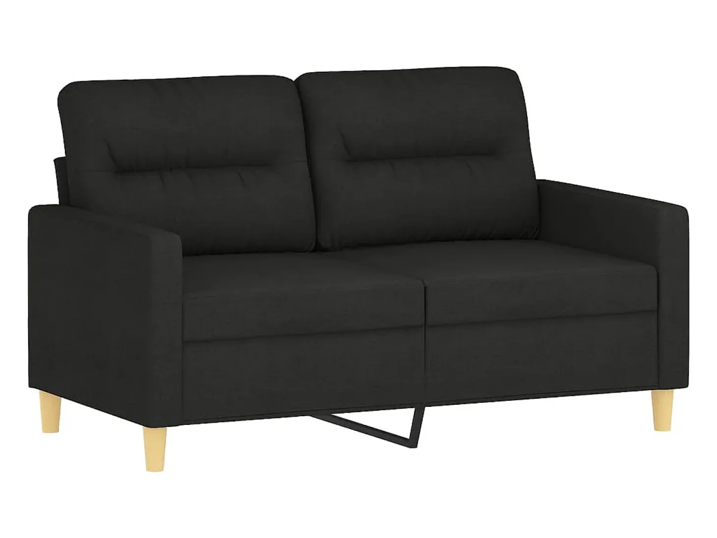 Sofá de 2 plazas con cojines tela negro 120 cm