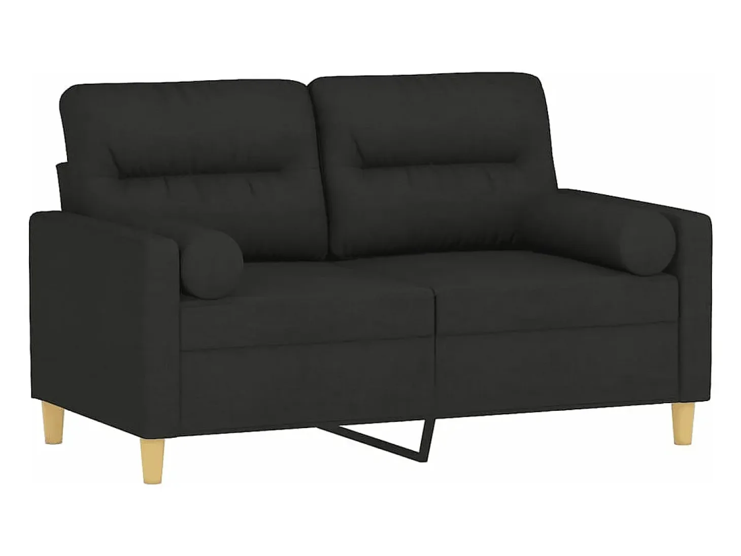 Sofá de 2 plazas con cojines tela negro 120 cm
