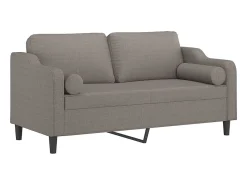 Sofá de 2 plazas con cojines tela gris taupe 140 cm