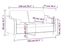 Sofá de 2 plazas con cojines tela gris taupe 140 cm