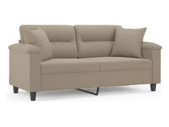 Sofá de 2 plazas con cojines tela microfibra gris taupe 140 cm