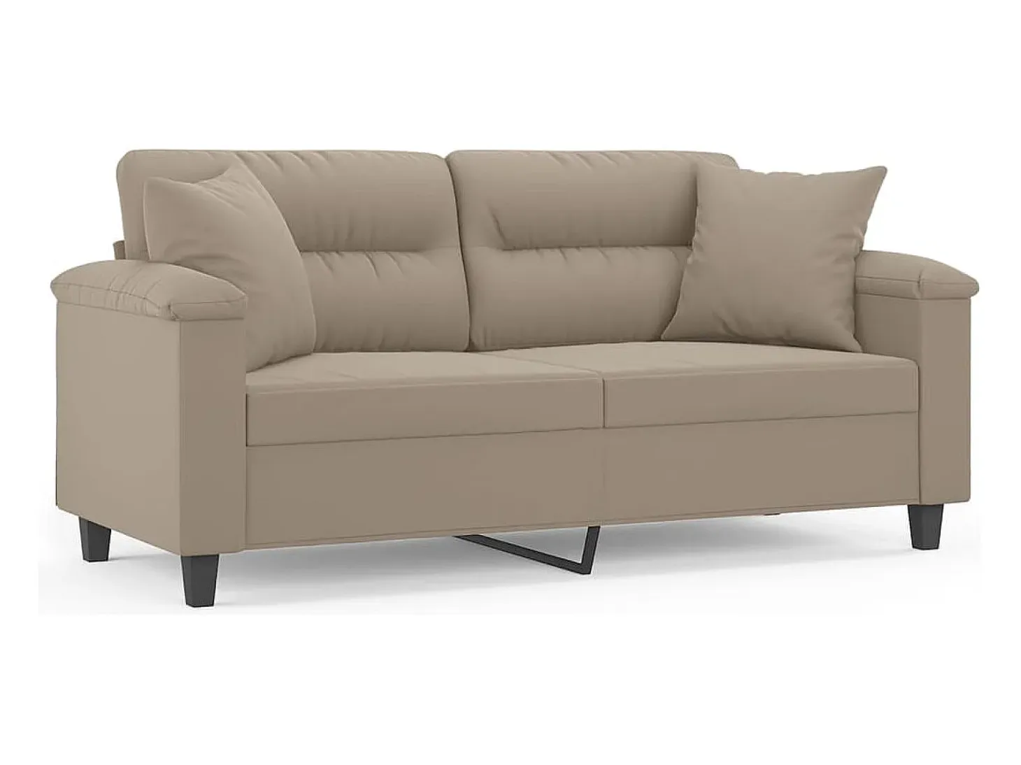 Sofá de 2 plazas con cojines tela microfibra gris taupe 140 cm
