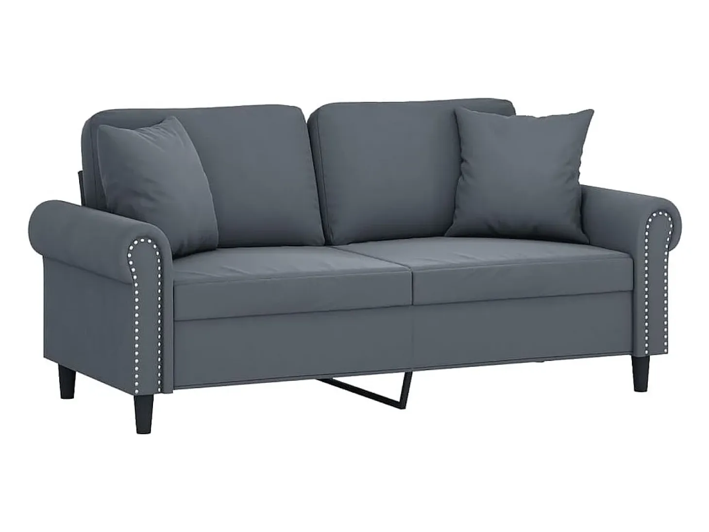 Sofá de 2 plazas con cojines terciopelo gris oscuro 140 cm