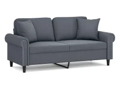 Sofá de 2 plazas con cojines terciopelo gris oscuro 140 cm