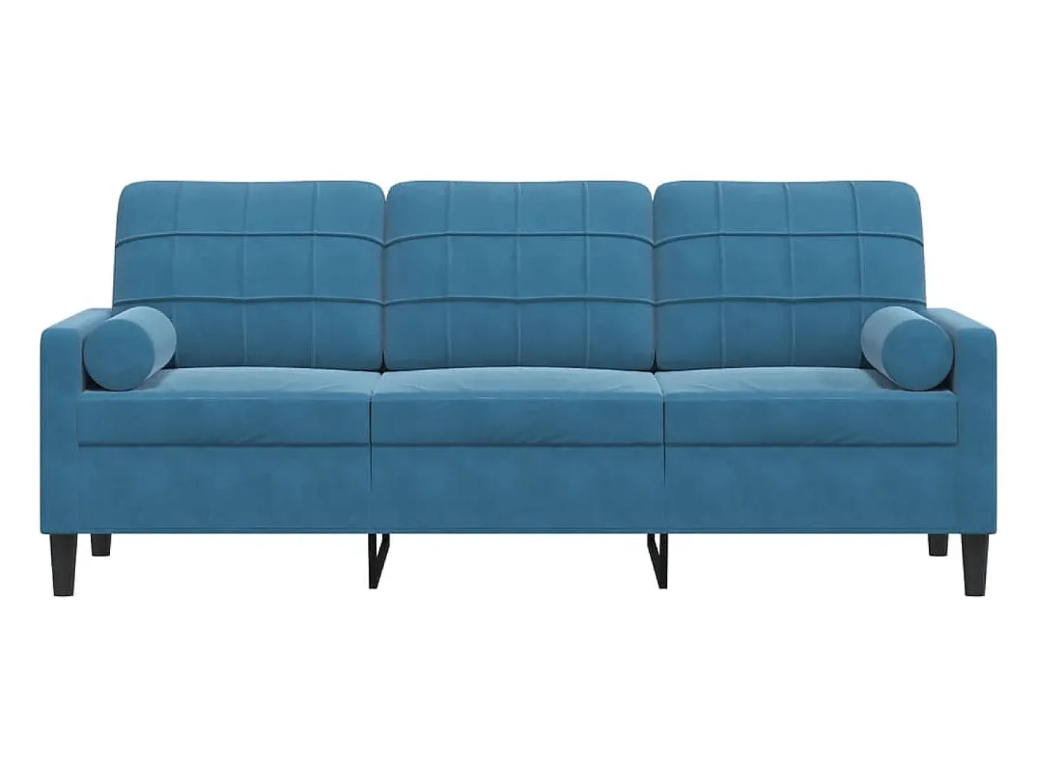 Sofá de 3 plazas con cojines terciopelo azul 180 cm