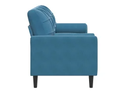 Sofá de 3 plazas con cojines terciopelo azul 180 cm