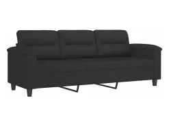 Sofá de 3 plazas con cojines tela de microfibra negro 180 cm