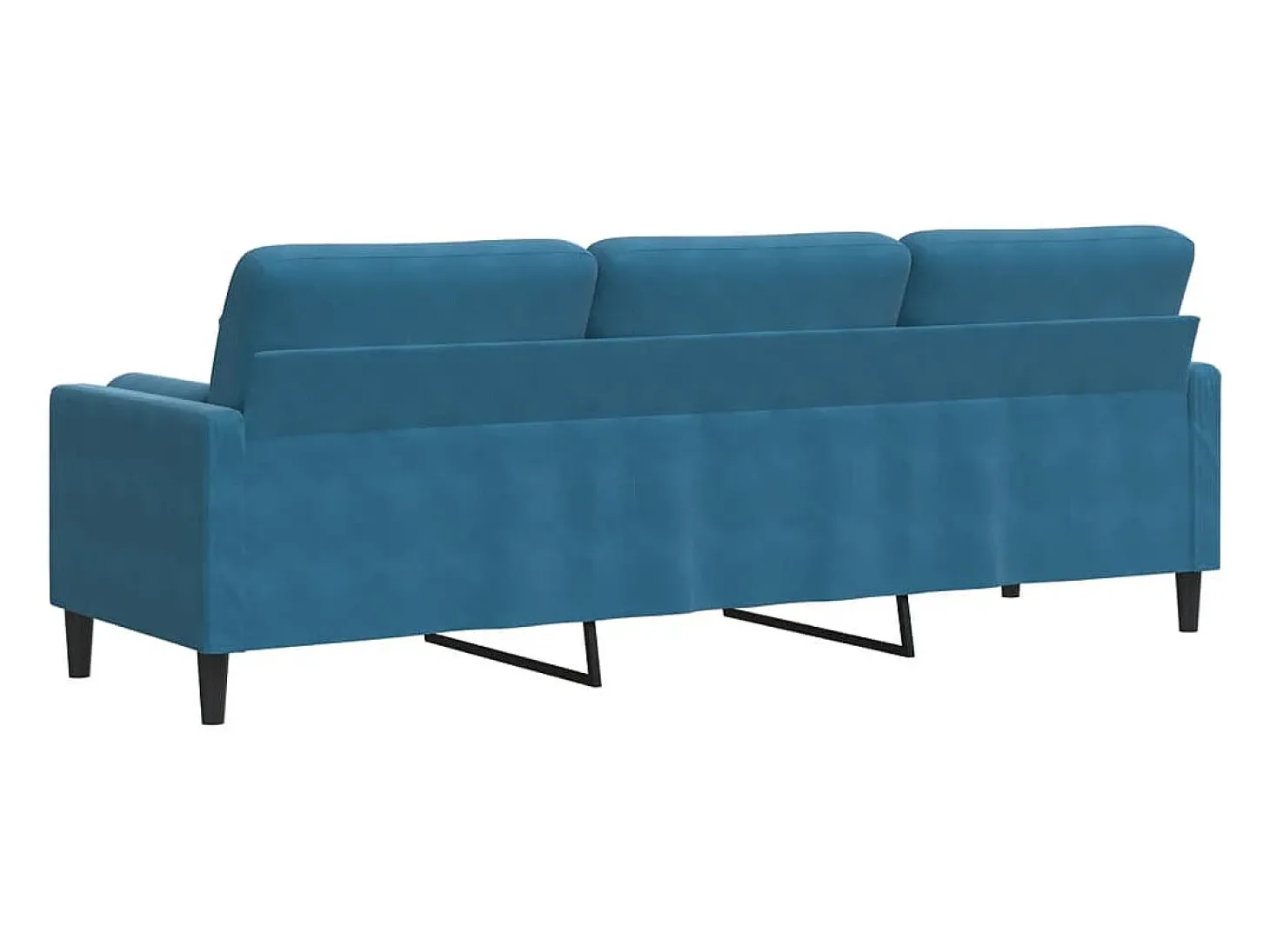 Sofá de 3 plazas con cojines terciopelo azul 210 cm