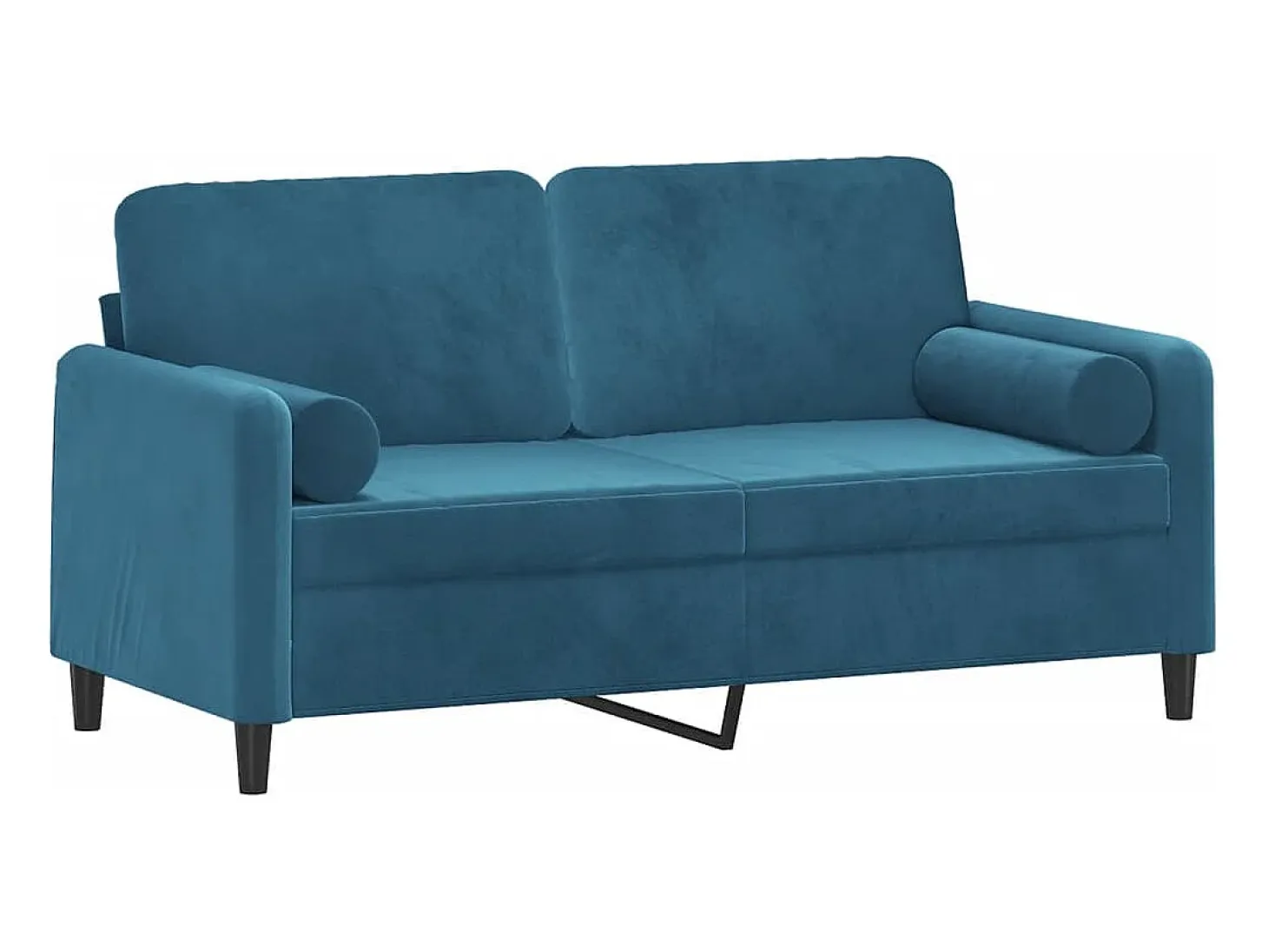 Sofá de 2 plazas con cojines terciopelo azul 140 cm