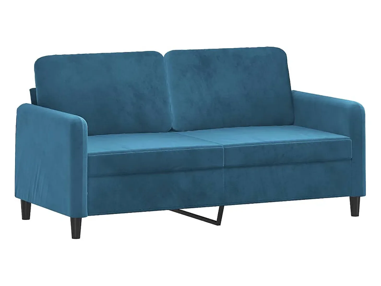 Sofá de 2 plazas con cojines terciopelo azul 140 cm
