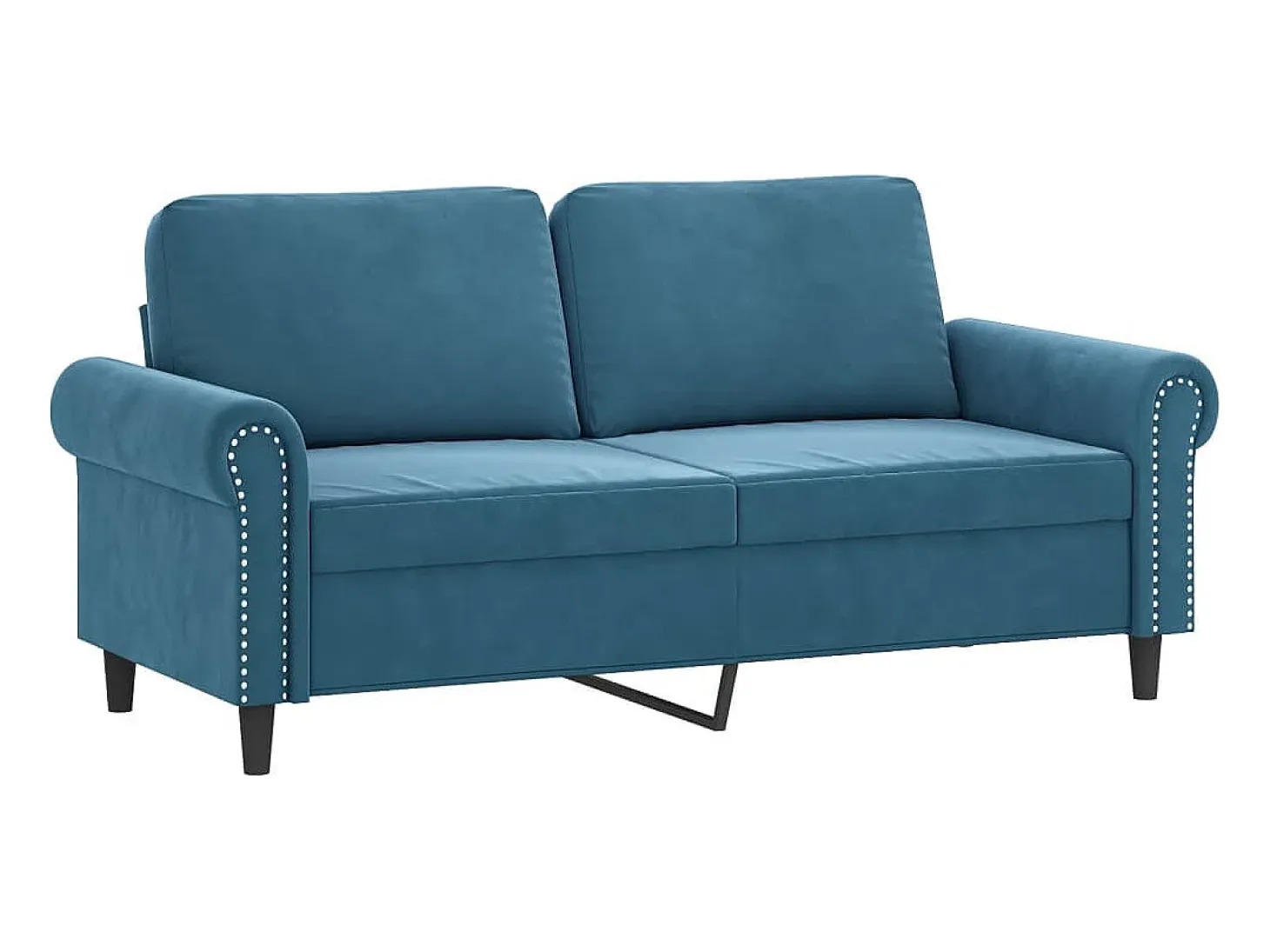 Sofá de 2 plazas con cojines terciopelo azul 140 cm