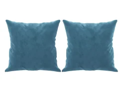 Sofá de 2 plazas con cojines terciopelo azul 140 cm