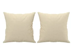 Sofá de 3 plazas con cojines tela color crema 180 cm