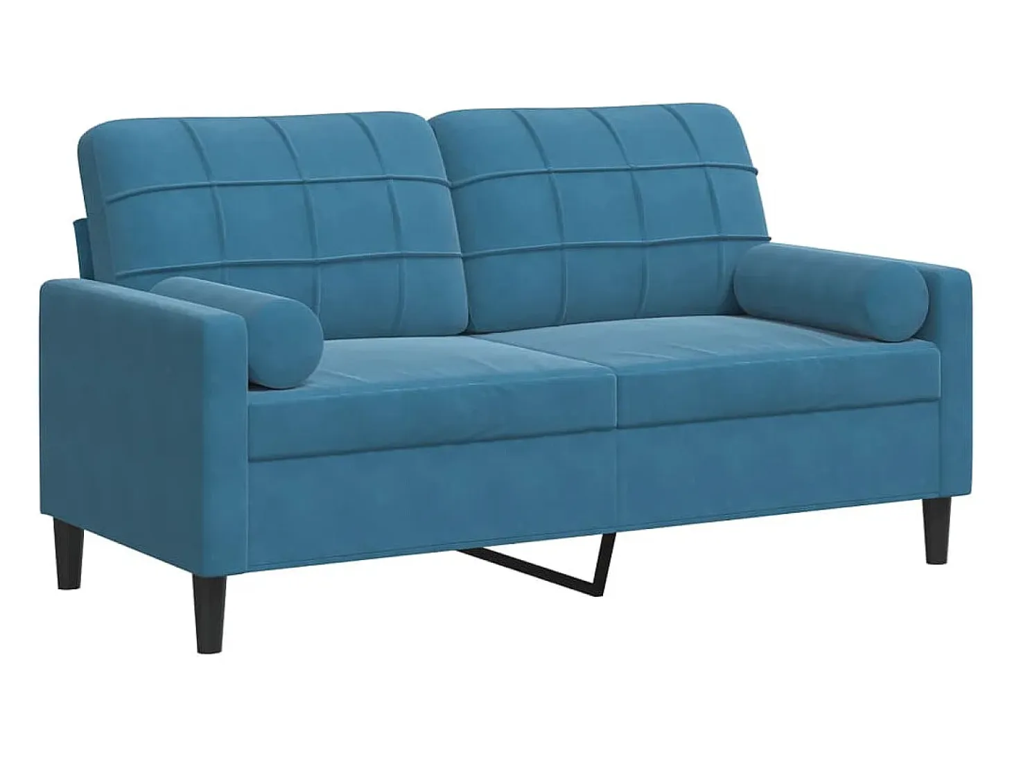 Sofá de 2 plazas con cojines terciopelo azul 140 cm