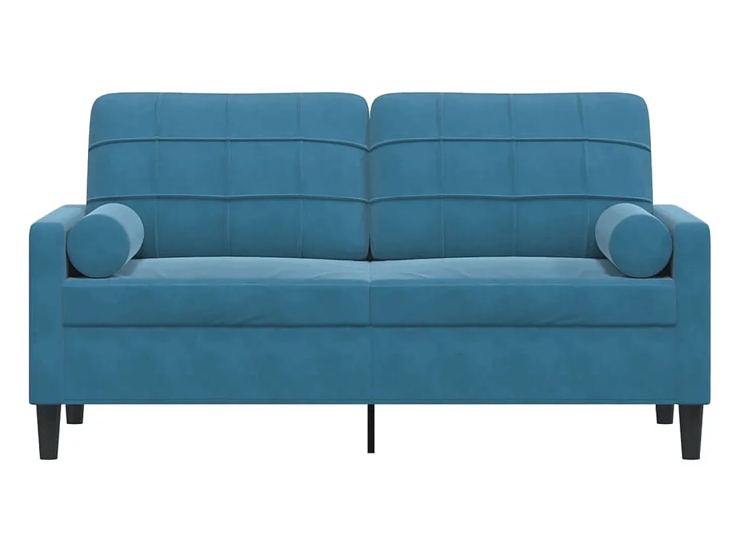 Sofá de 2 plazas con cojines terciopelo azul 140 cm