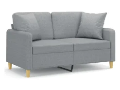 Sofá de 2 plazas con cojines tela gris claro 120 cm