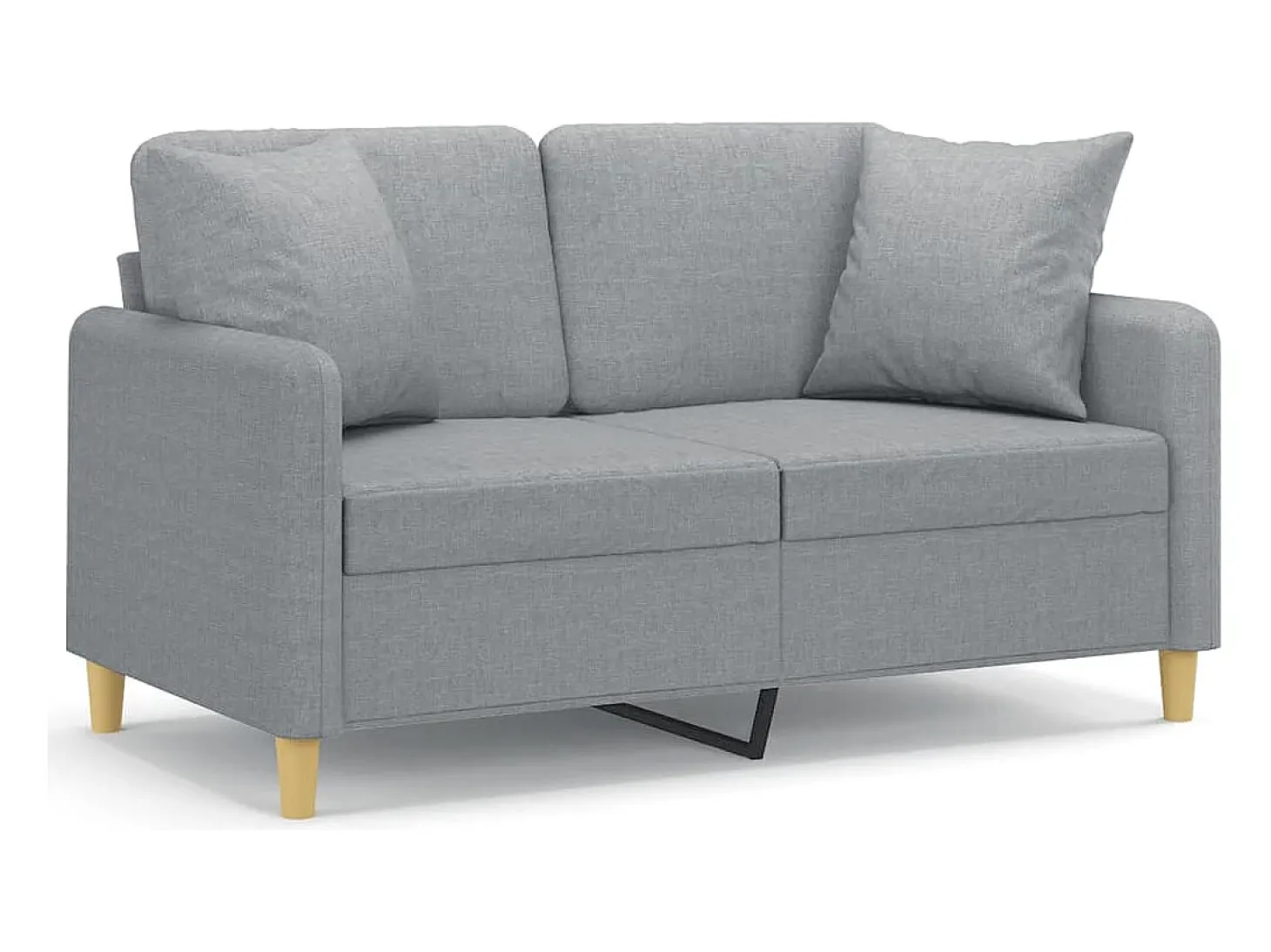 Sofá de 2 plazas con cojines tela gris claro 120 cm