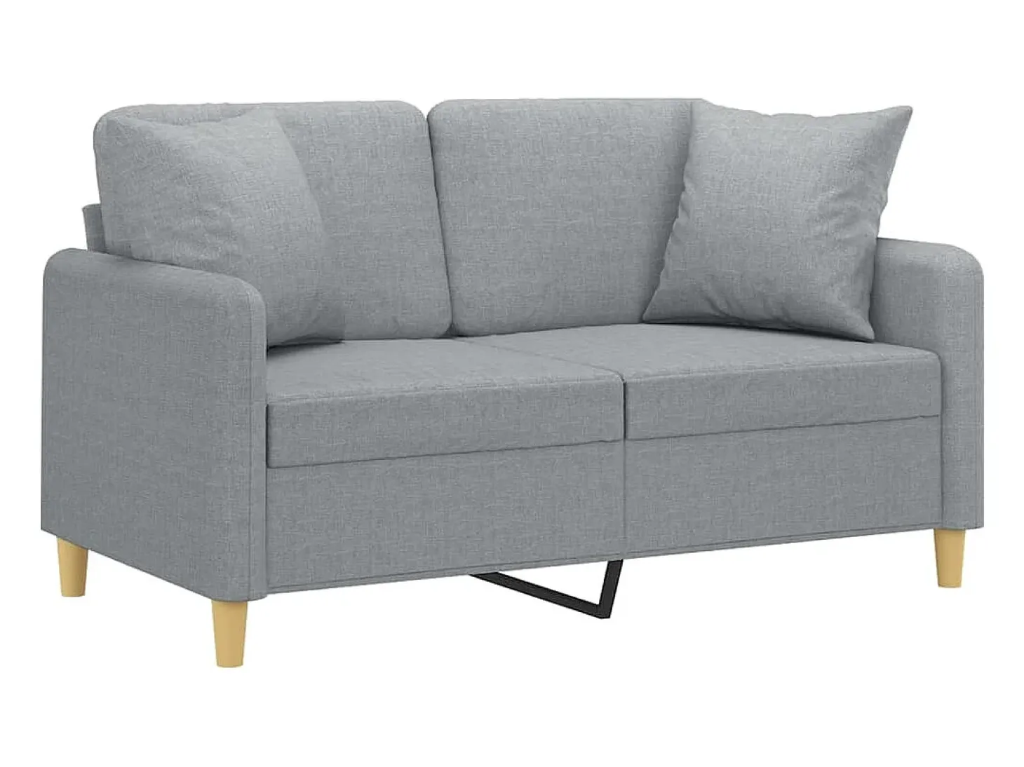 Sofá de 2 plazas con cojines tela gris claro 120 cm