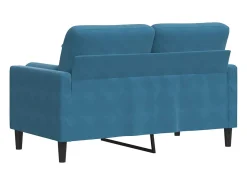 Sofá de 2 plazas con cojines terciopelo azul 120 cm