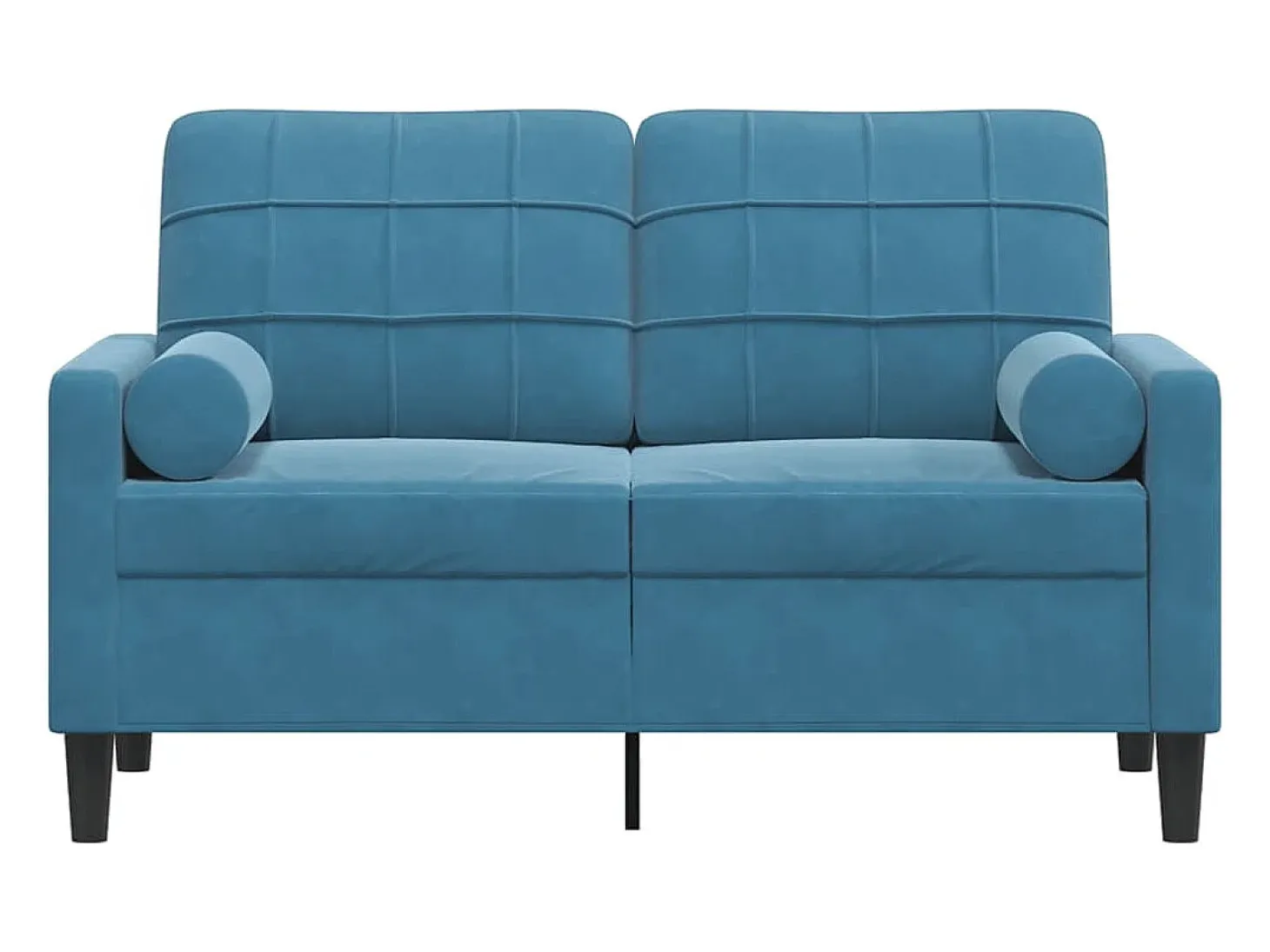Sofá de 2 plazas con cojines terciopelo azul 120 cm