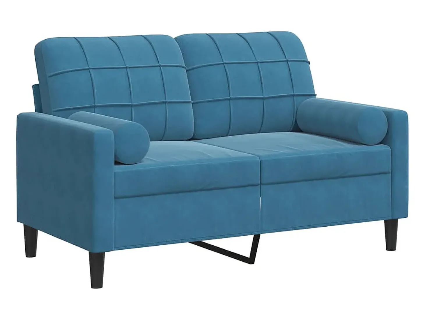 Sofá de 2 plazas con cojines terciopelo azul 120 cm