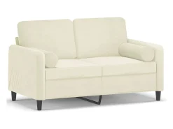 Sofá de 2 plazas con cojines terciopelo color crema 120 cm