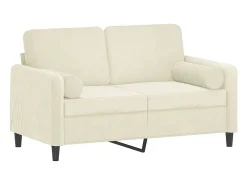 Sofá de 2 plazas con cojines terciopelo color crema 120 cm