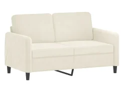 Sofá de 2 plazas con cojines terciopelo color crema 120 cm