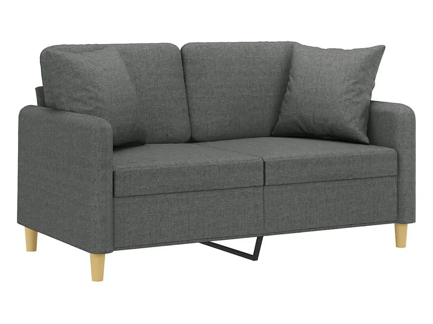 Sofá de 2 plazas con cojines tela gris oscuro 120 cm