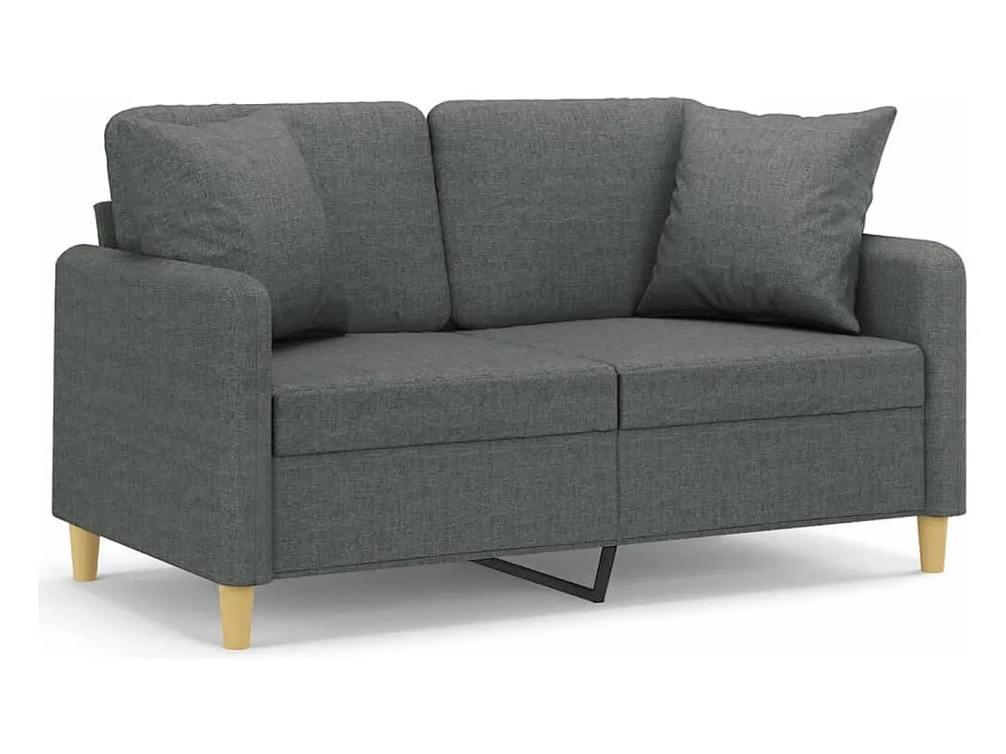 Sofá de 2 plazas con cojines tela gris oscuro 120 cm