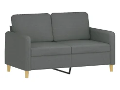 Sofá de 2 plazas con cojines tela gris oscuro 120 cm