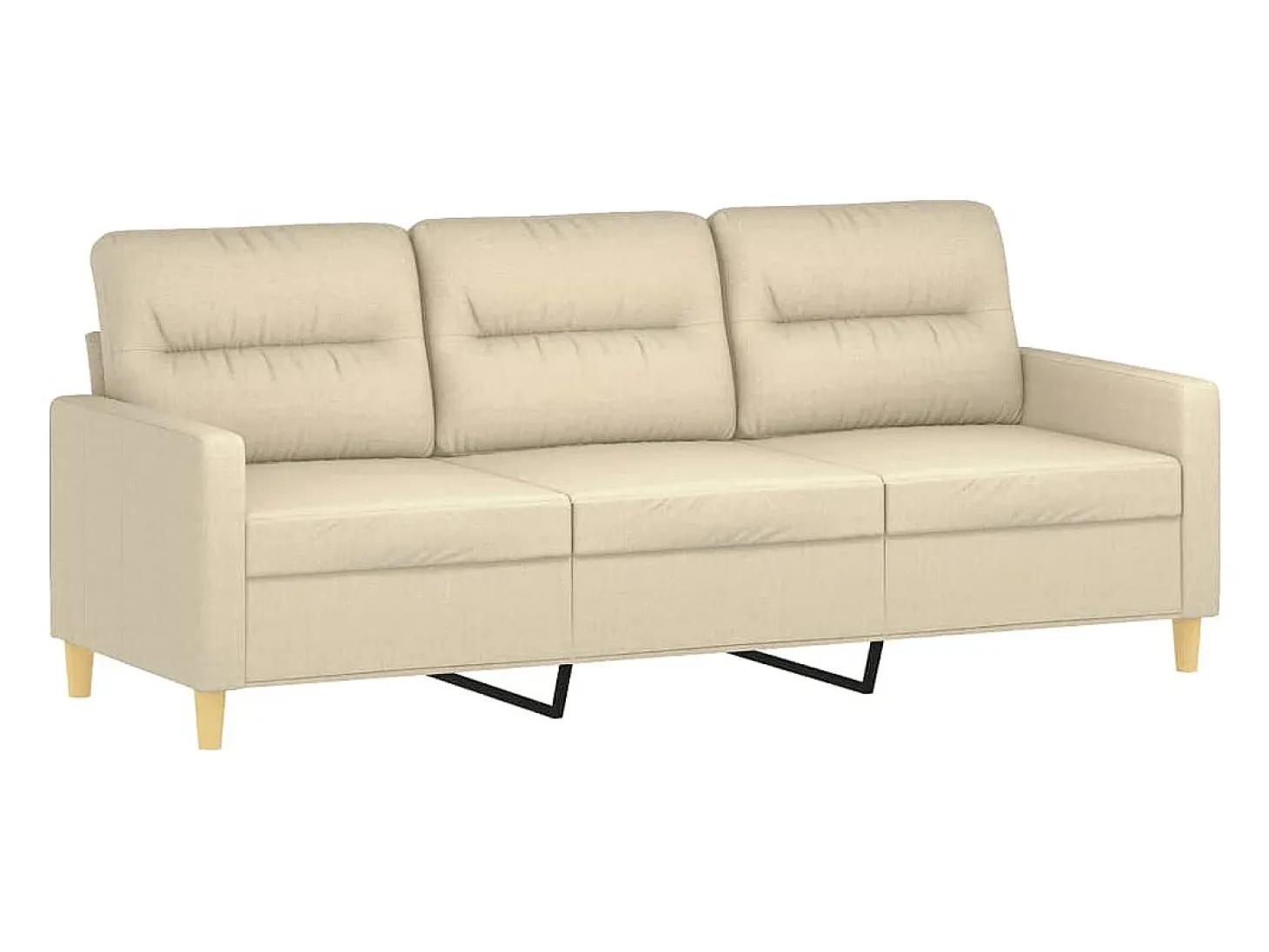 Sofá de 3 plazas con cojines tela color crema 180 cm
