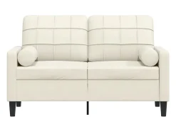 Sofá de 2 plazas con cojines terciopelo color crema 120 cm