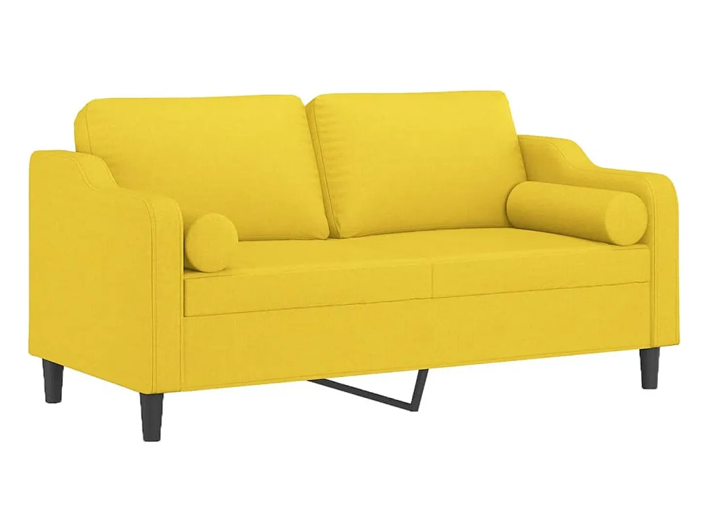 Sofá de 2 plazas con cojines tela amarillo claro 140 cm