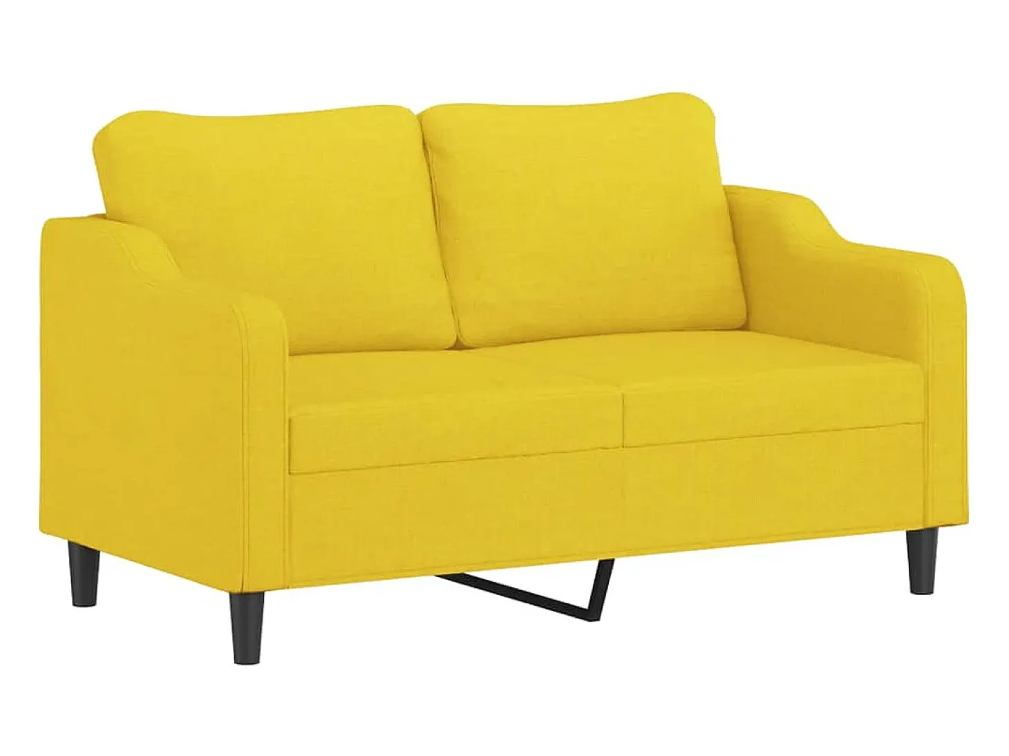 Sofá de 2 plazas con cojines tela amarillo claro 140 cm