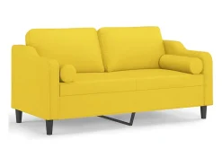 Sofá de 2 plazas con cojines tela amarillo claro 140 cm