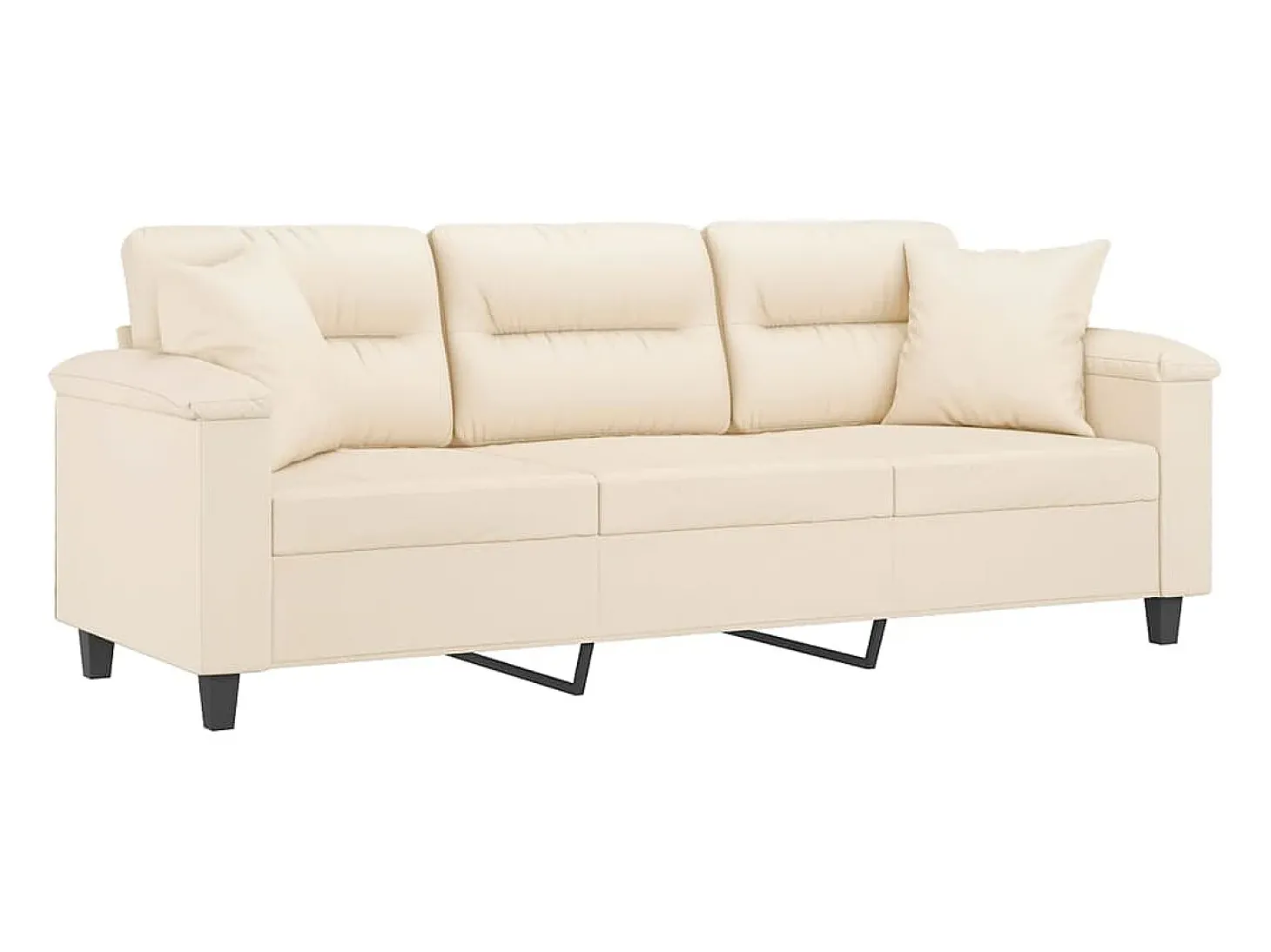 Sofá de 3 plazas con cojines tela de microfibra beige 180 cm