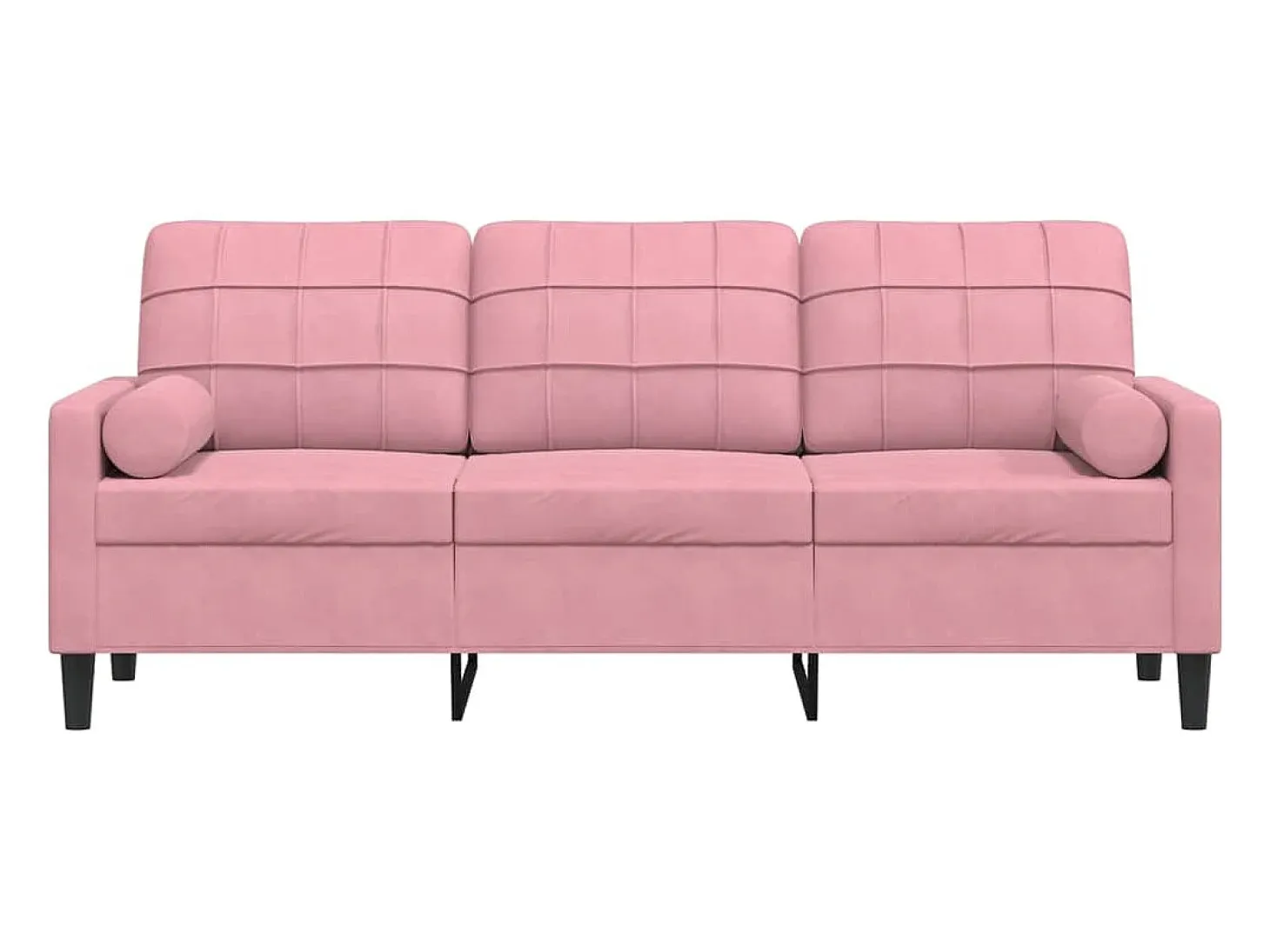 Sofá de 3 plazas con cojines terciopelo rosa 180 cm