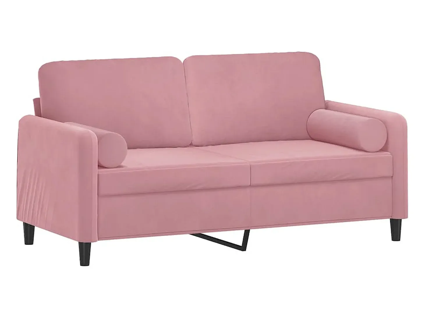 Sofá de 2 plazas con cojines terciopelo rosa 140 cm