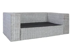 Sofá de 2 plazas con cojines ratán natural gris
