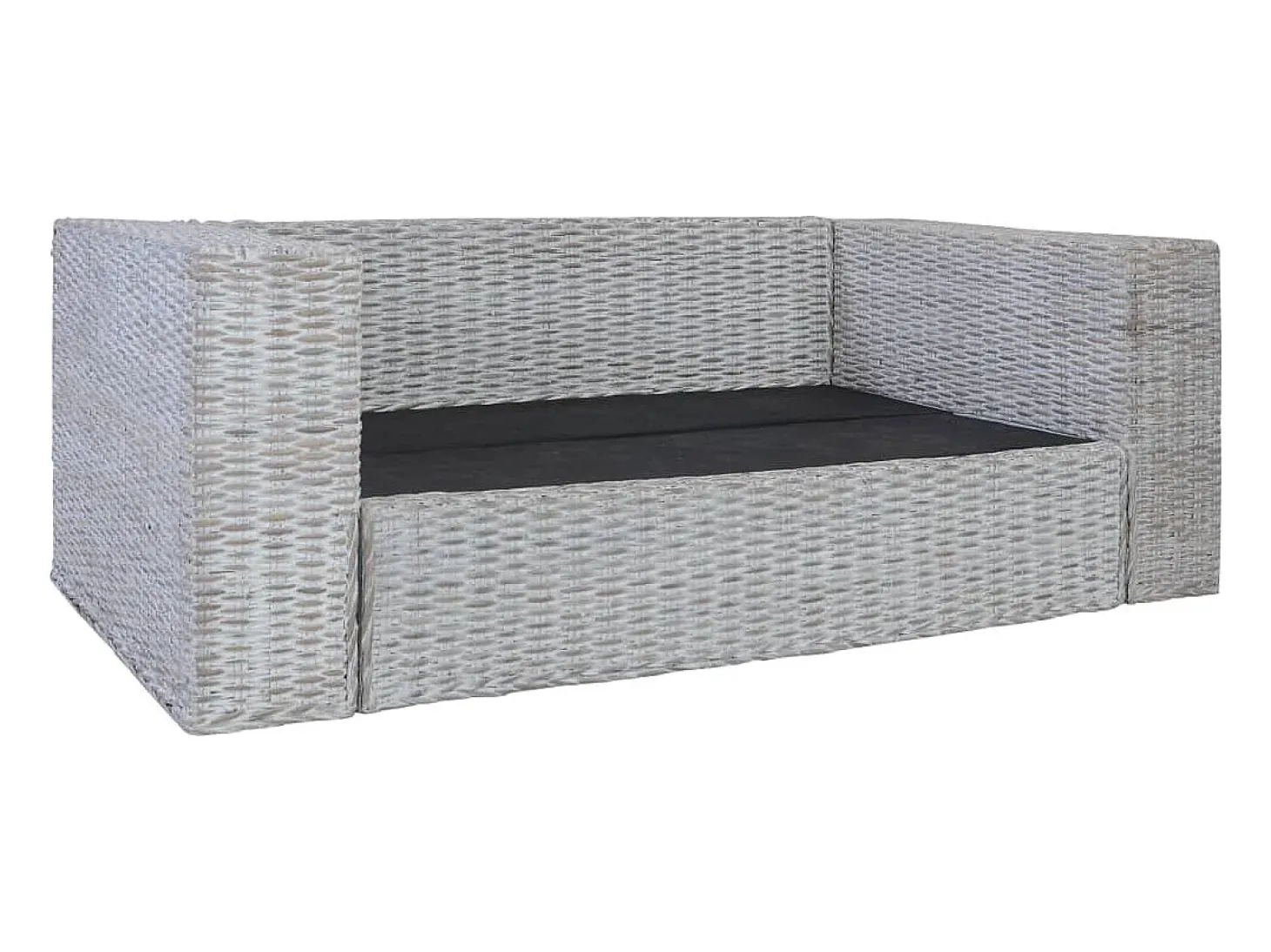 Sofá de 2 plazas con cojines ratán natural gris