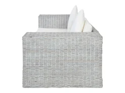 Sofá de 2 plazas con cojines ratán natural gris