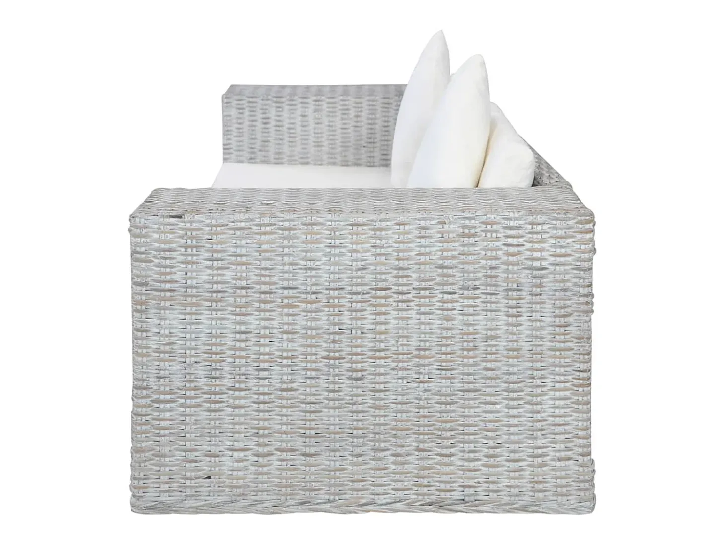 Sofá de 2 plazas con cojines ratán natural gris