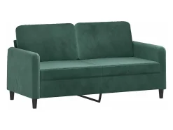 Sofá de 2 plazas con cojines terciopelo verde oscuro 140 cm