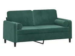 Sofá de 2 plazas con cojines terciopelo verde oscuro 140 cm