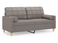 Sofá de 2 plazas con cojines tela gris taupe 140 cm