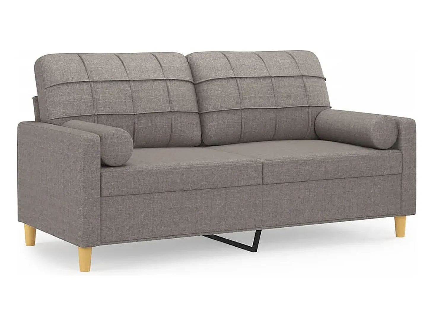 Sofá de 2 plazas con cojines tela gris taupe 140 cm