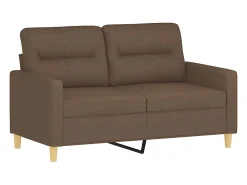 Sofá de 2 plazas con cojines tela marrón 120 cm