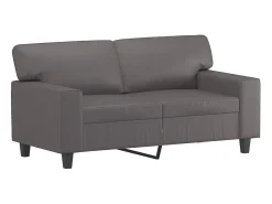 Sofá de 2 plazas con cojines cuero sintético gris 120 cm